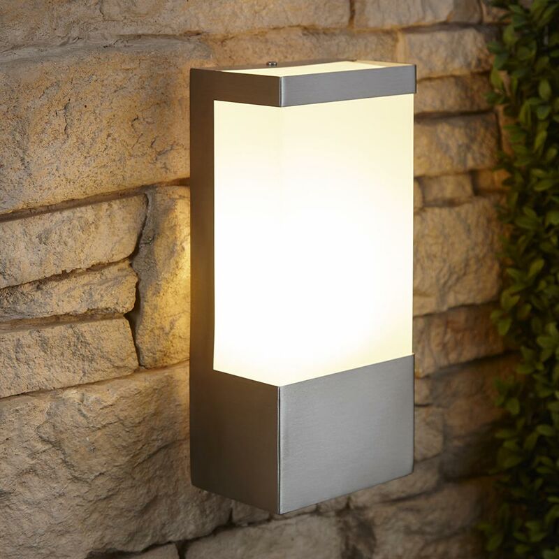 Modern Cube Outdoor Garden LED Wall Light Stainless Steel Waterproof IP44 - Biard