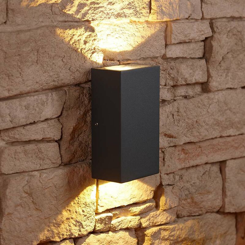 Matte Black Square Cube LED Indoor Outdoor Wall Wash Up Down Light IP54 - Biard