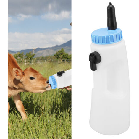 Biberon Calf 2.5L PE Nourriture Verticale Lambs Calves Animaux avec Poignée Robuste Valve Contrôle Étanche Pratique Ferme Élevage