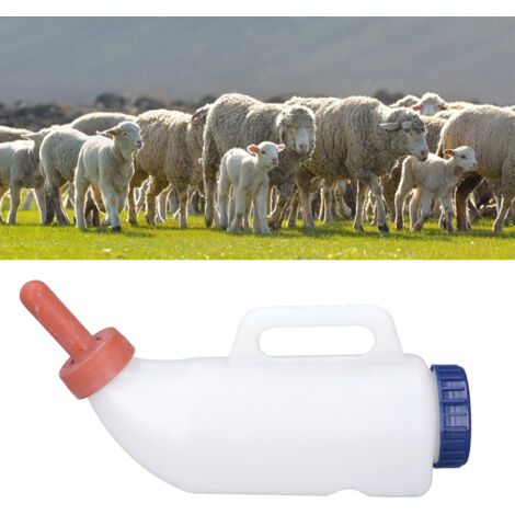Biberon d'allaitement pour veaux et ovins avec embout silicone PE 2L anti-renversement