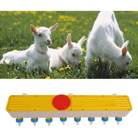 Biberón para terneros y ovejas con 8 tetinas de silicona, para montaje en pared, 10 l – Alimentación multiusos para animales jóvenes