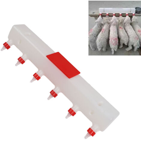 Biberon pour animaux 9L avec 6 téterelles silicone PP pour veaux, agneaux, porcelets, chiots – Outil d'alimentation lait ferme