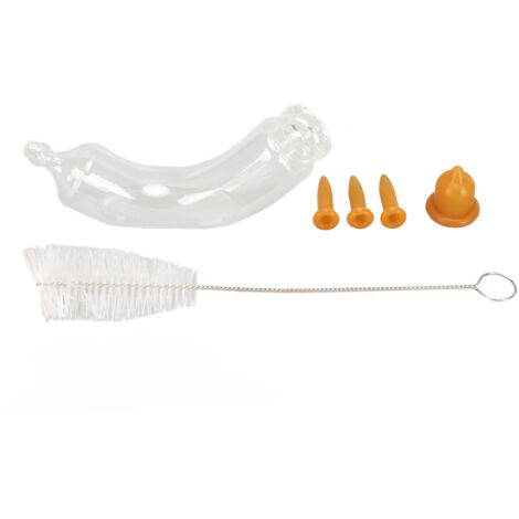 Biberon pour animaux en verre 10ml avec bec ajustable et forme incurvée pour chaton, chiot, hamster