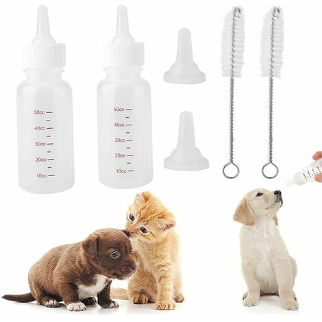 Biberon pour Chiot, Kit de Biberon pour Chiot Biberon pour Petits Mammifères, Chatons Nouveau-nés, Chiots et Lapins [Lot de 3] Biberon + Tasse à Mesurer + Agitateur 2 Ensembles Vendu