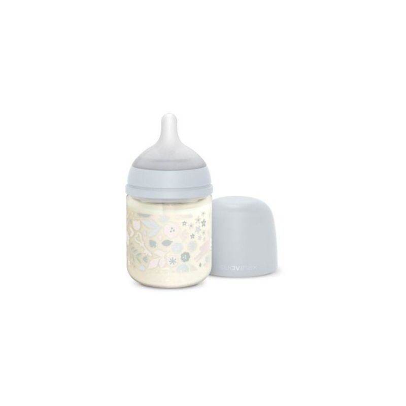 Image of Biberon Wonderland Liberty In Vetro Azzurro 120 ml