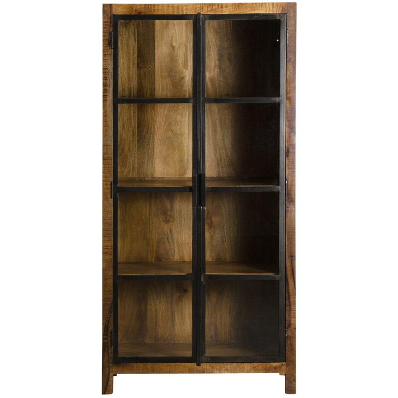 Made In Meubles - Vitrine en bois de manguier et métal Ambroisa