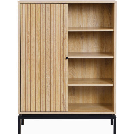 Bibliothèque 1 porte 4 niches effet bois 80 cm - Talia