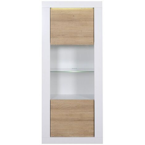 Bibliothèque 1 porte avec Vitrine KARMA - Fabrication Française - Calicosy - Bois clair