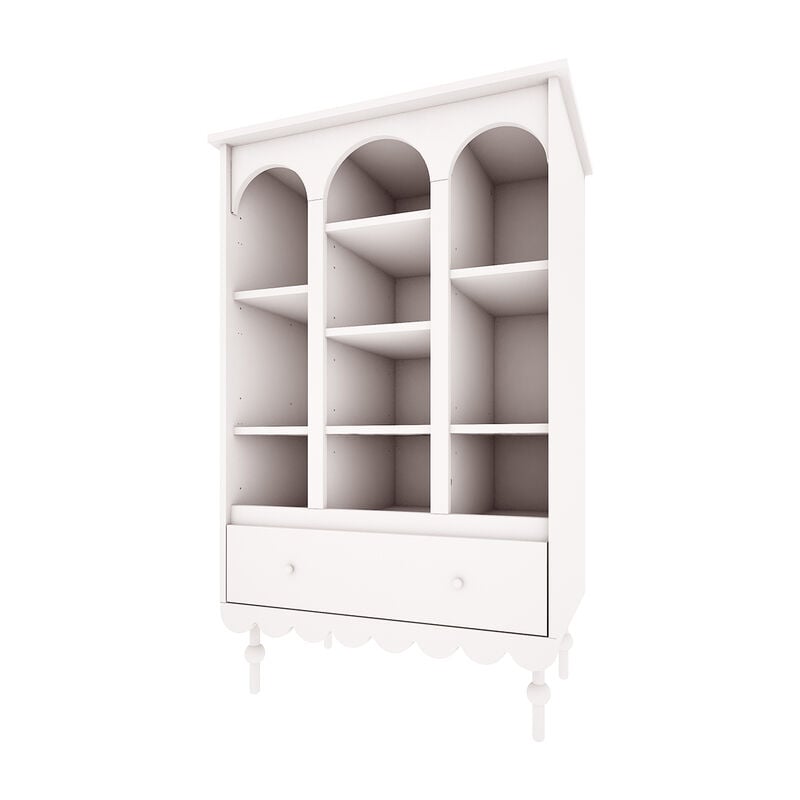 Bibliothèque 1 tiroir Wood Luck Babushka Blanc