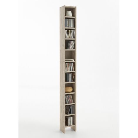 Bibliothèque 11 niveaux 18,9x16,2x185 cm chêne grisé