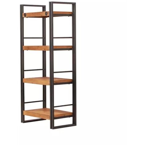 Bibliothèque 140 x 60 cm 4 étagères acacia et métal - WORKSHOP