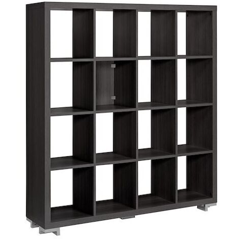 Bibliothèque 16 cases bois H 146 x L 130 cm Milano - noir ébène - Maxiburo