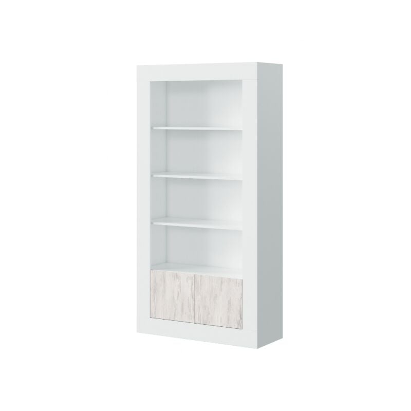 Abitare - Bibliothèque avec 2 portes et 5 étagères blanc mat 181 cm - Rivoli