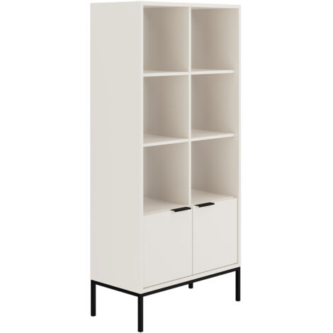 Bibliothèque 2 portes 80x40x171,3 cm blanc et métal noir - AUZTY
