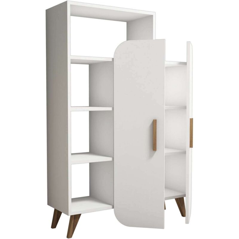 Cotecosy - Bibliothèque Blanche Spacieuse, Design Épuré, 90x132x32 cm, Pour Salon ou Chambre Cotecosy - Bibliothèque Blanche Spacieuse, Design Épuré, 90x132x32 cm, Pour Salon ou Chambre