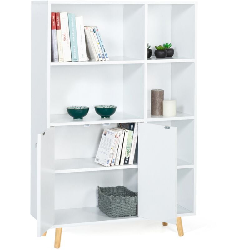 Bibliothèque 2 portes emmie scandinave blanc