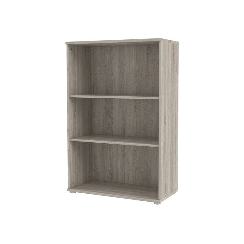 <strong>bibliotheque</strong> 2 tablettes 3 niches decor chene hauteur 85 cm - reverso bois
