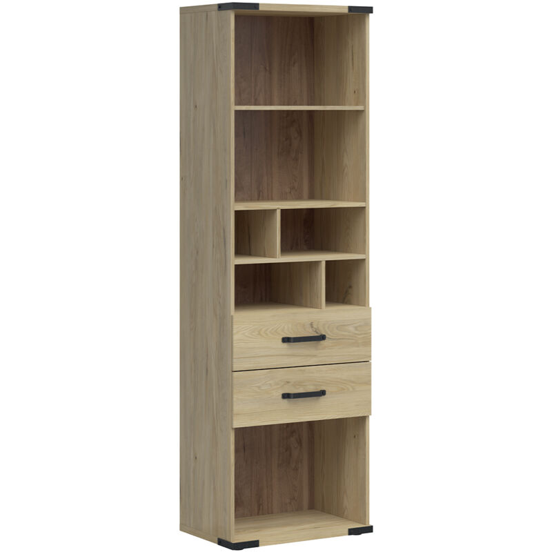 Petits-meubles - Bibliothèque 2 tiroirs Dako Bois et Noir