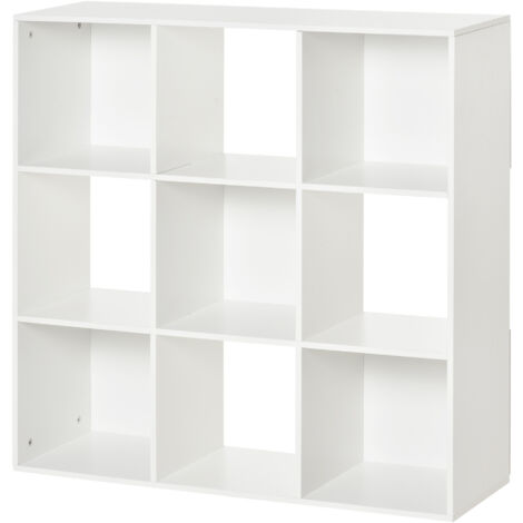 Bibliothèque 3 niveaux armoire rangement 9 cubes séparateur pièce debout exposition, 91,5x29,5x91,5 cm, bois