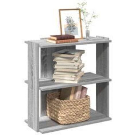 Bibliothèque 3 niveaux sonoma gris 60x30x60 bois d'ingénierie