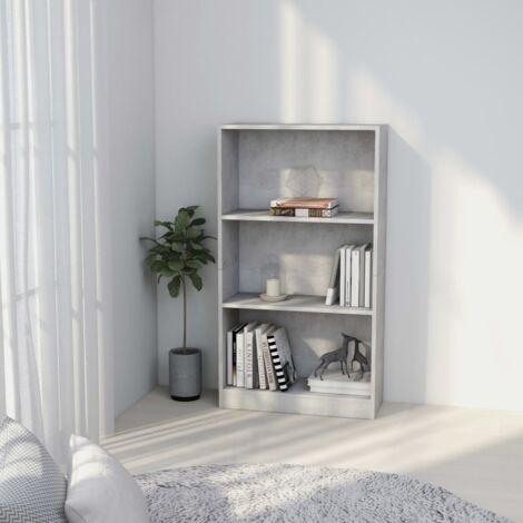Bibliothèque 3 niveaux Style scandinave - Meuble de Rangement - Gris béton 60x24x109cm Bois d'ingénierie Chic-232288