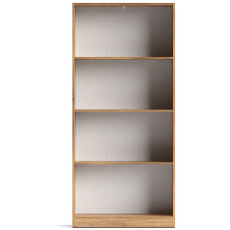 Bibliothèque 4 étagères coloris Beige/chêne Mauvella - Longueur 80 x Hauteur 180 x Profondeur 24,5 cm
