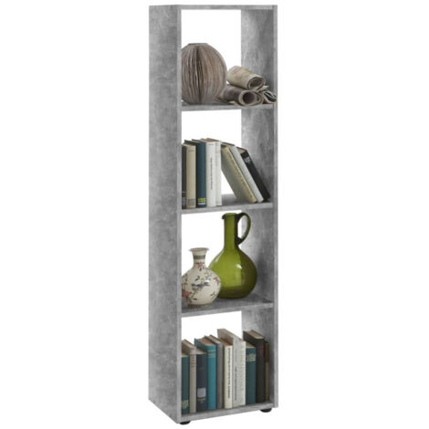 Bibliothèque 4 niches 140,5x33x36,5 cm gris béton - VOSKA
