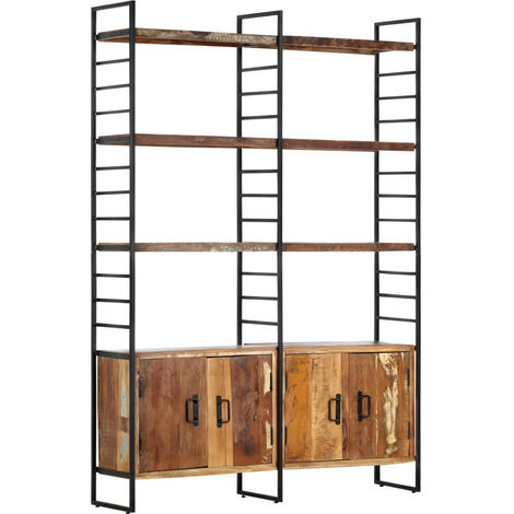 Bibliothèque 4 niveaux 124x30x180 Bois solide de récupération