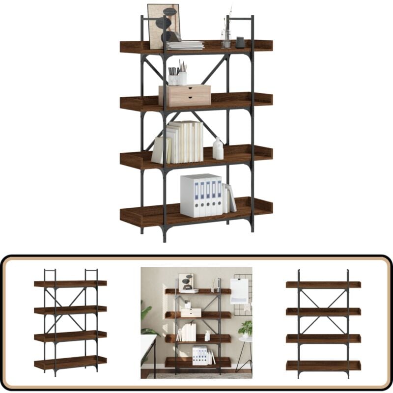 Vidaxl - Bibliothèque 4 niveaux chêne marron 100x33x145,5 cm - Bibliothèque Murale - Bibliothèque Design - Bibliothèque Industrielle - Étagère