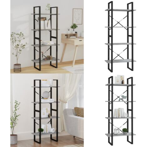 Bibliothèque 4 niveaux Sonoma gris 60x30x140 cm - Bibliothèque - Étagère - Meuble De Rangement - Rangement Intérieur - Mobilier Salon - Home & Living