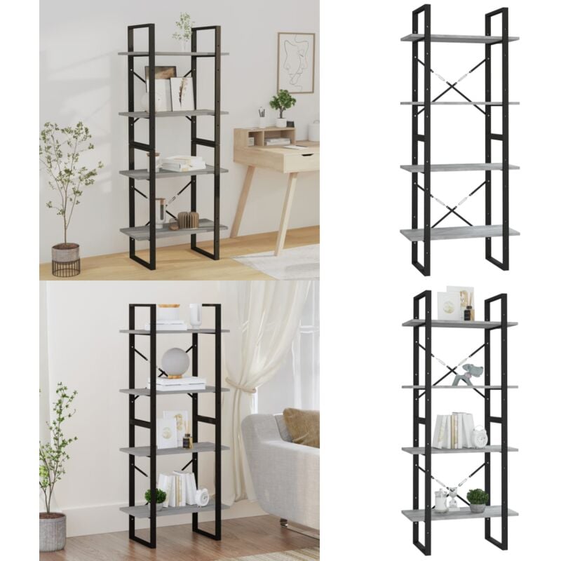 Vidaxl - Bibliothèque 4 niveaux Sonoma gris 60x30x140 cm - Bibliothèque - Étagère - Meuble De Rangement - Rangement Intérieur - Mobilier Salon - Home