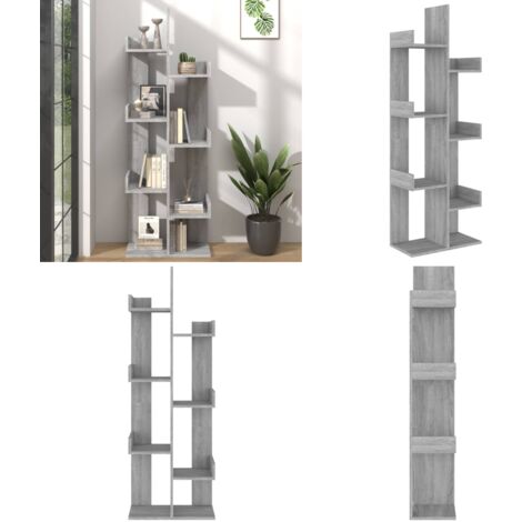 Bibliothèque 48x25,5x140 cm Sonoma gris Bois d'ingénierie - Bibliothèque Design - Bibliothèque Moderne - Bibliothèque Murale - Bibliothèque Salle À Vivre - Étagère Livre - Home & Living