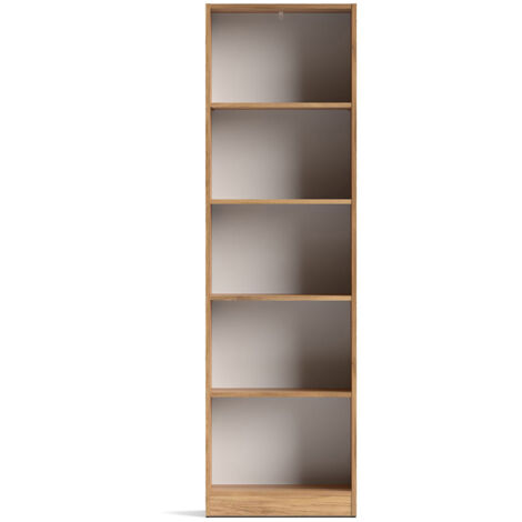 Bibliothèque 5 étagères coloris Beige/chêne Mauvella - Longueur 52 x Hauteur 178 x Profondeur 24,5 cm