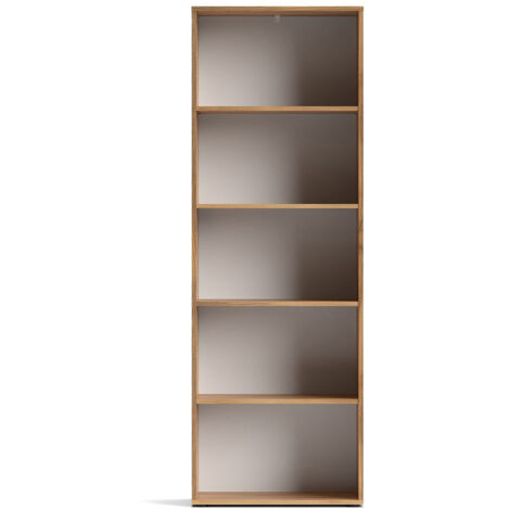 Bibliothèque 5 étagères coloris Beige/chêne Mauvella - Longueur 60 x Hauteur 182 x Profondeur 29 cm