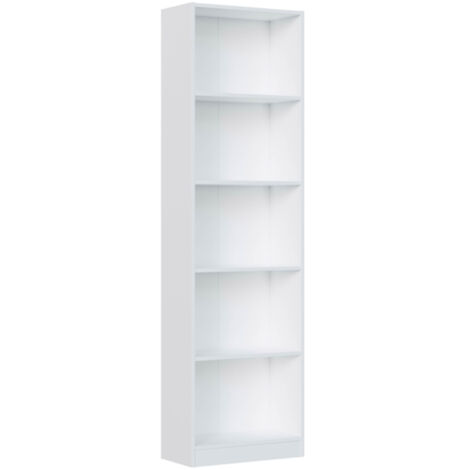 Bibliothèque 5 niveaux 52x25x180 cm blanc