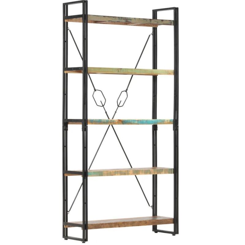 Bibliothèque 5 niveaux 90x30x180 cm Bois solide de récupération - Vidaxl