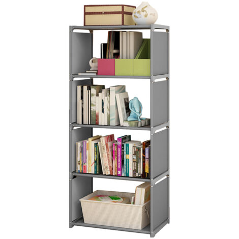Bibliothèque 5 niveaux autoportante 4 cubes, rangement vertical chambre et salon, gain de place