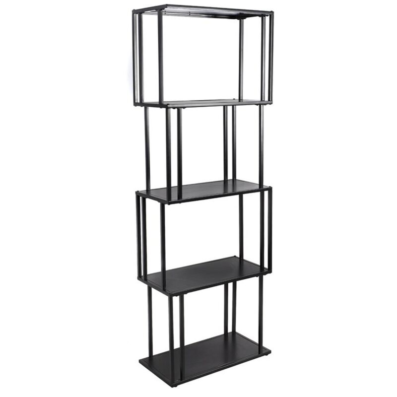 5five Simply Smart - Bibliothèque 4 niveaux 60x30x170 cm en métal noir - ewen