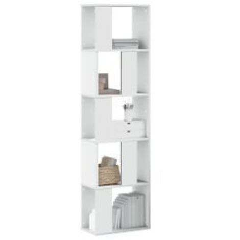 Bibliothèque 5 niveaux blanc 45x23,5x162,5 bois d'ingénierie