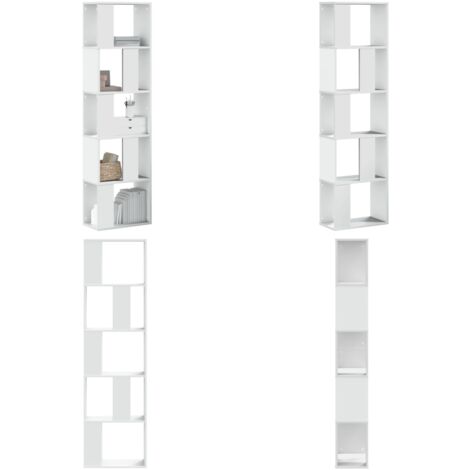 Bibliothèque 5 niveaux blanc 45x23,5x162,5 cm bois d'ingénierie - Bibliothèque Blanche - Bibliothèque Design - Étagère Murale - Meuble Rangement - Bibliothèque Moderne - Home & Living