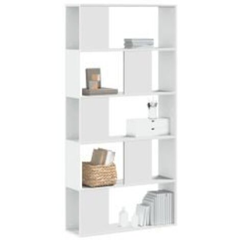 Bibliothèque 5 niveaux blanc 80,5x23,5x162,5 bois ingénierie