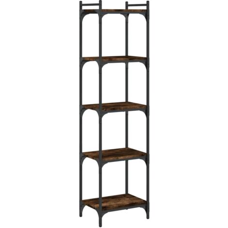 Bibliothèque 5 niveaux chêne fumé 40x30x154 bois d'ingénierie