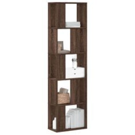 Bibliothèque 5 niveaux chêne marron bois ingénierie