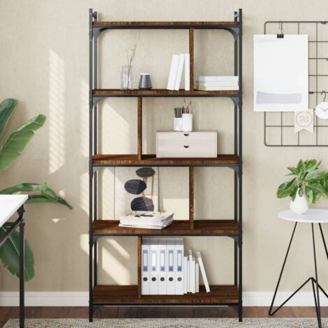 Bibliothèque 5 niveaux-Étagère de Rangement chêne brun 76x32x158cm bois d'ingénierie 799240