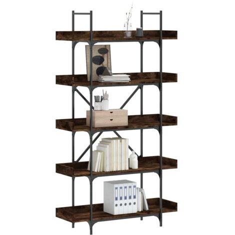 Bibliothèque 5 niveaux-Étagère de Rangement chêne fumé 100x33x180,5 cm 296310