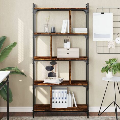 Bibliothèque 5 niveaux-Étagère de Rangement chêne fumé 76x32x158cm bois d'ingénierie 773085