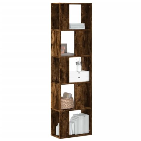 Bibliothèque 5 niveaux-Étagère de Rangement chêne fumé bois d'ingénierie 138017