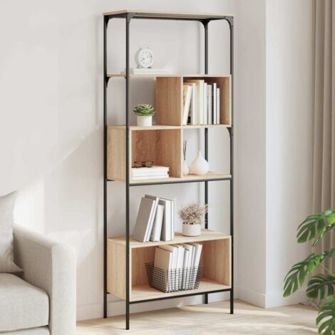 Bibliothèque 5 niveaux-Étagère de Rangement chêne sonoma 76x33x188,5 cm 221114