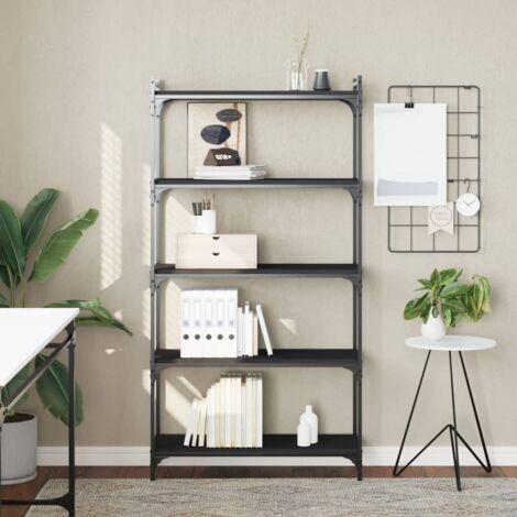 Bibliothèque 5 niveaux-Étagère de Rangement noir 80x30x154 cm bois d'ingénierie 828206