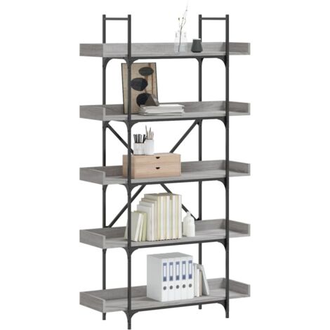 Bibliothèque 5 niveaux-Étagère de Rangement sonoma gris 100x33x180,5 cm 202049